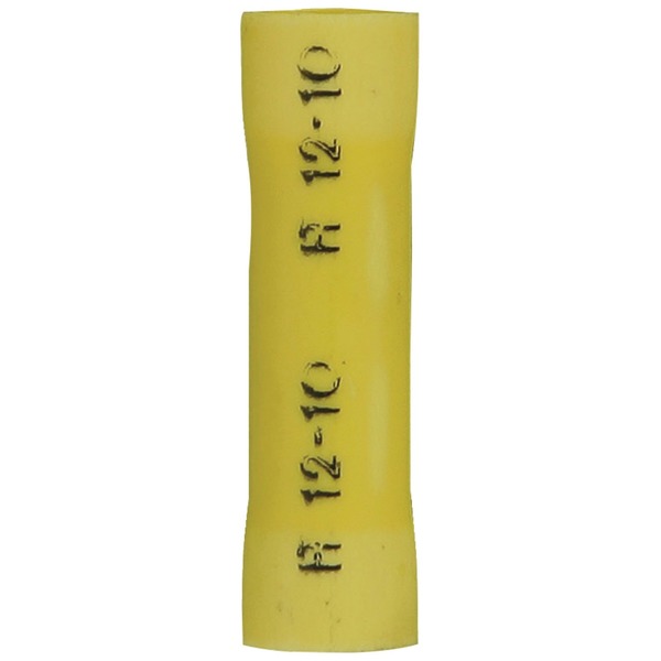 Install Bay Vinyl 12-10 Gauge Yellow Butt Connectors, Pack/100 YVBC